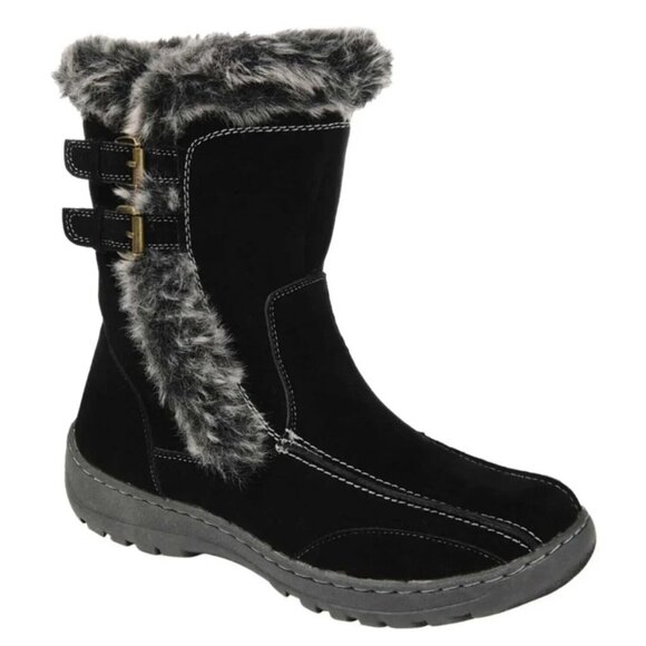 Journee Collection Brinley Co. Takani Faux Fur Trim Winter Boot Black Size 7 Reg - Picture 3 of 6